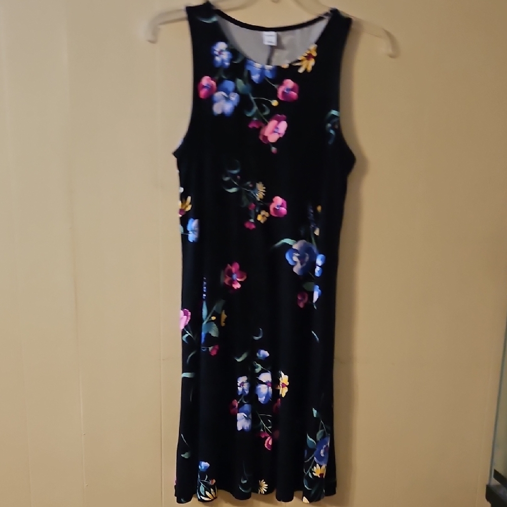 Old Navy Black Dress with Vibrant Floral Design